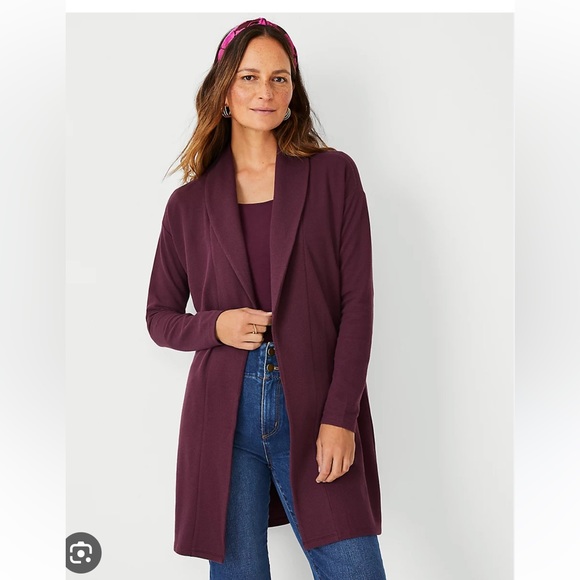 NWT Ann Taylor Waffle Shawl Collar Open Cardigan - Picture 5 of 7